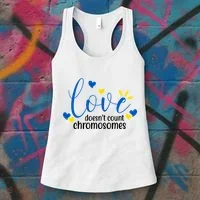 Love Doesnt Count Chromosome Down Syndrome Women's Tank Top thumb 3