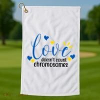 Love Doesnt Count Chromosome Down Syndrome Golf Towel thumb 1
