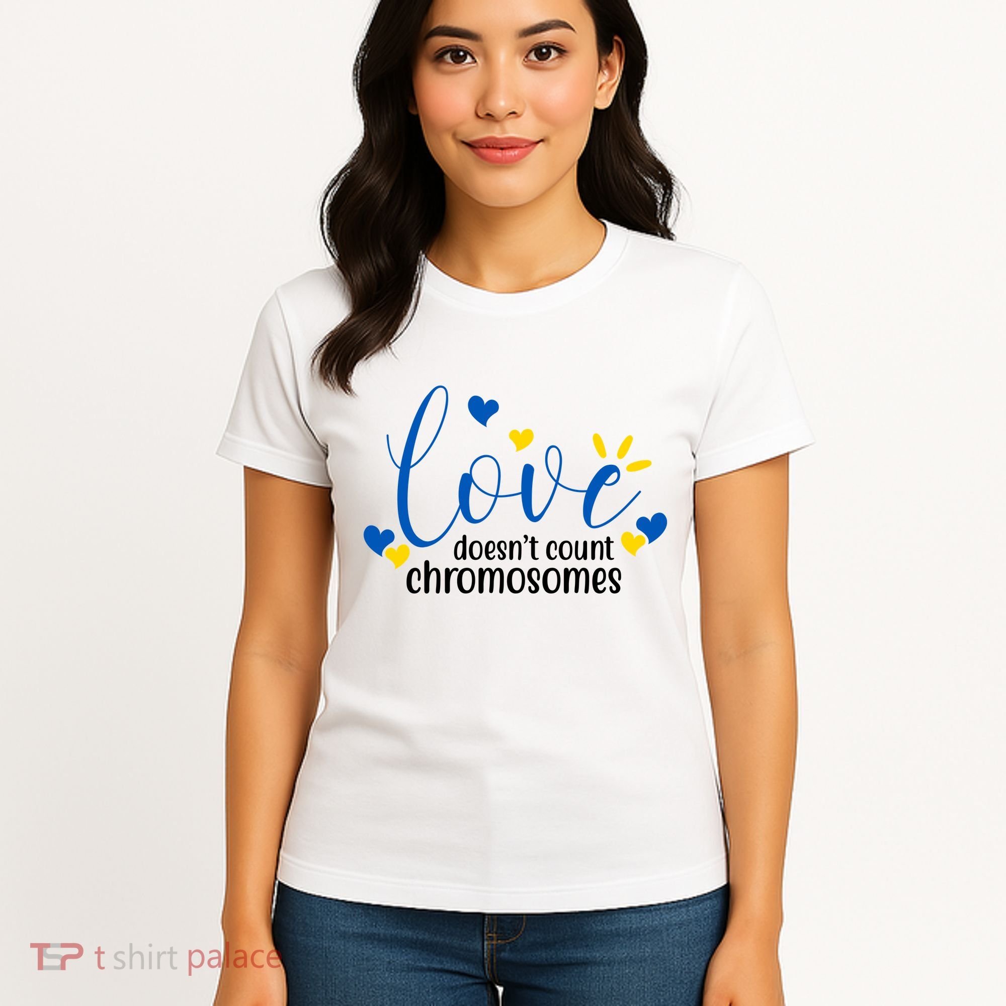 Love Doesnt Count Chromosome Down Syndrome Women's T-Shirt