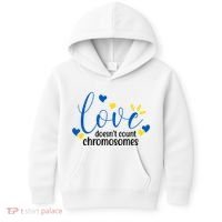 Love Doesnt Count Chromosome Down Syndrome Kids Hoodie thumb 0