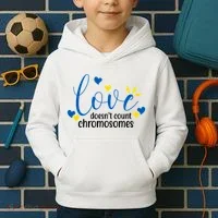 Love Doesnt Count Chromosome Down Syndrome Kids Hoodie thumb 2