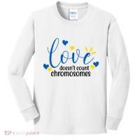 Love Doesnt Count Chromosome Down Syndrome Kids Long Sleeve Shirt thumb 0