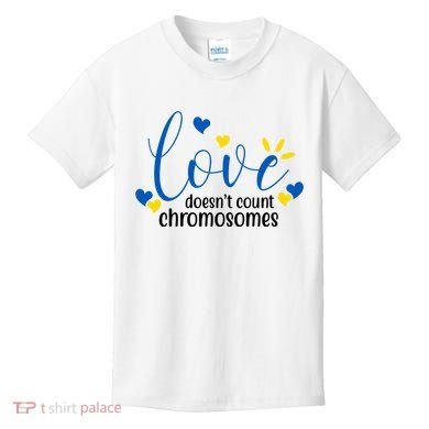 Love Doesnt Count Chromosome Down Syndrome Kids T-Shirt