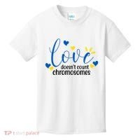 Love Doesnt Count Chromosome Down Syndrome Kids T-Shirt thumb 0