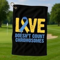 Love Doesn't Count Chromosomes Down Syndrome Golf Towel thumb 1