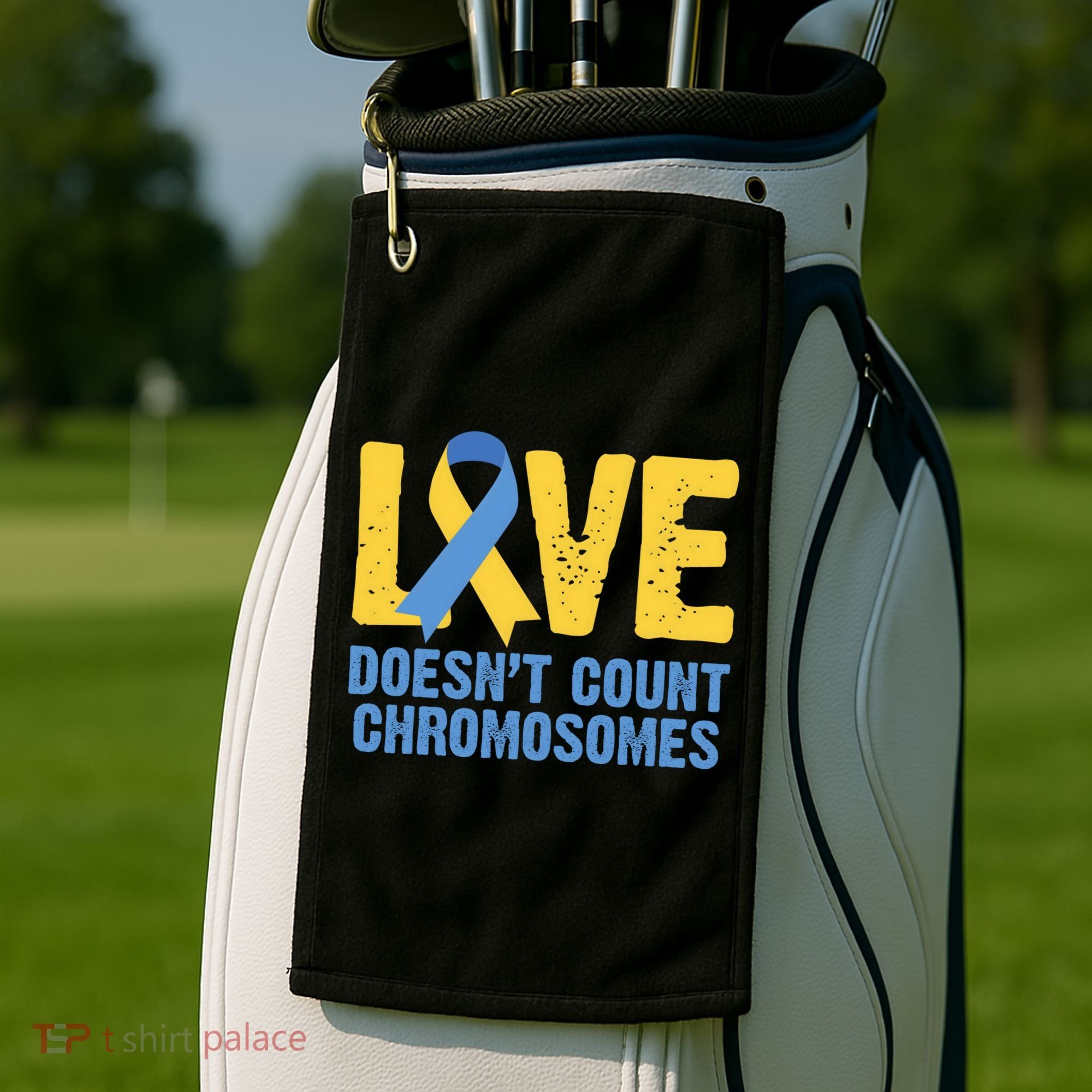 Love Doesn't Count Chromosomes Down Syndrome Golf Towel