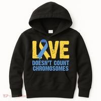 Love Doesn't Count Chromosomes Down Syndrome Kids Hoodie thumb 0