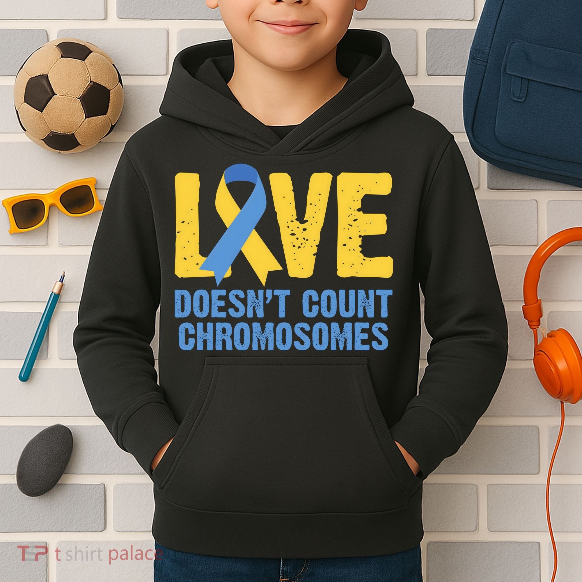 Love Doesn't Count Chromosomes Down Syndrome Kids Hoodie