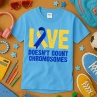 Love Doesn't Count Chromosomes Down Syndrome Kids T-Shirt thumb 3