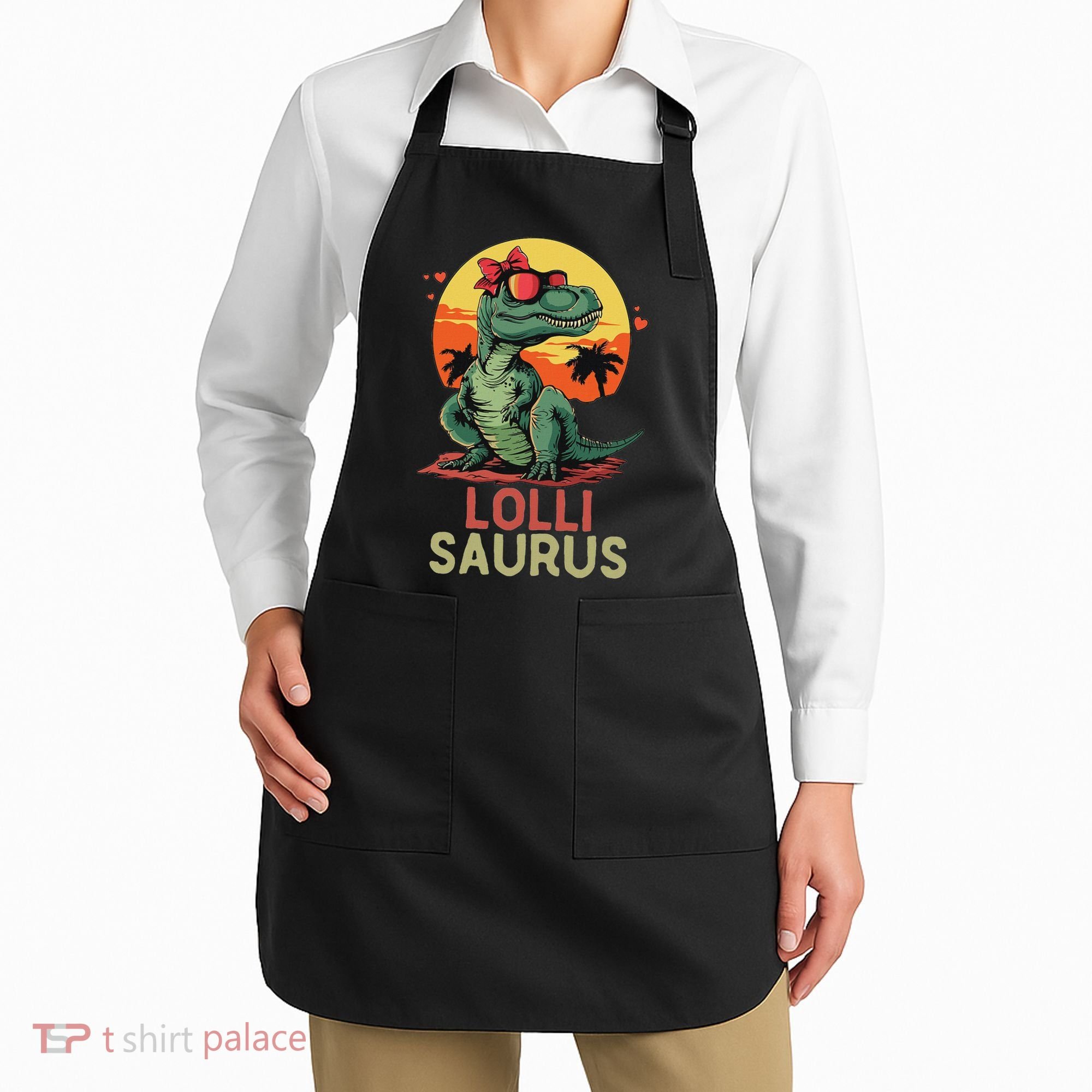 Lollisaurus Dino Dinosaur Lolli Saurus T Rex Funny Trex Apron