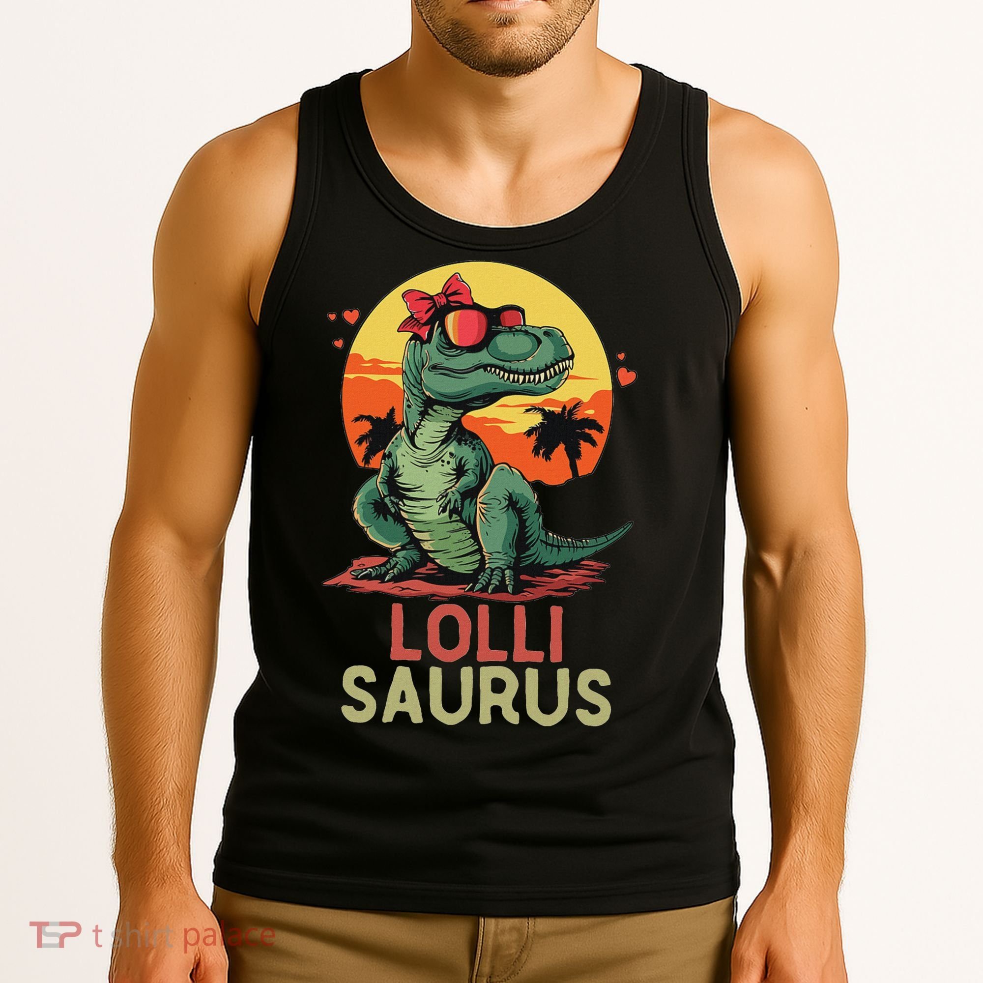 Lollisaurus Dino Dinosaur Lolli Saurus T Rex Funny Trex Tank Top
