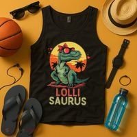 Lollisaurus Dino Dinosaur Lolli Saurus T Rex Funny Trex Tank Top thumb 4