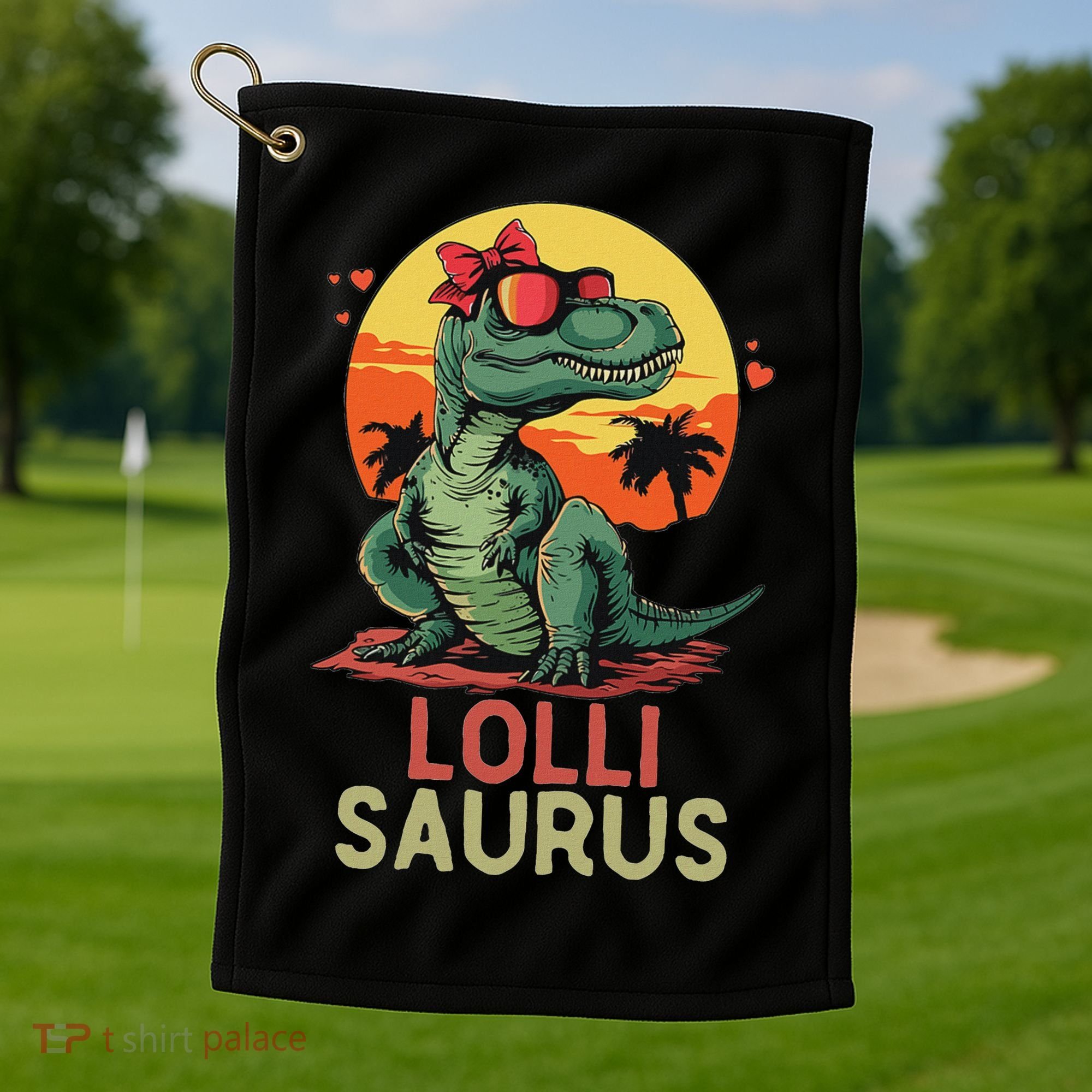 Lollisaurus Dino Dinosaur Lolli Saurus T Rex Funny Trex Golf Towel