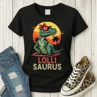 Lollisaurus Dino Dinosaur Lolli Saurus T Rex Funny Trex Women's T-Shirt thumb 3