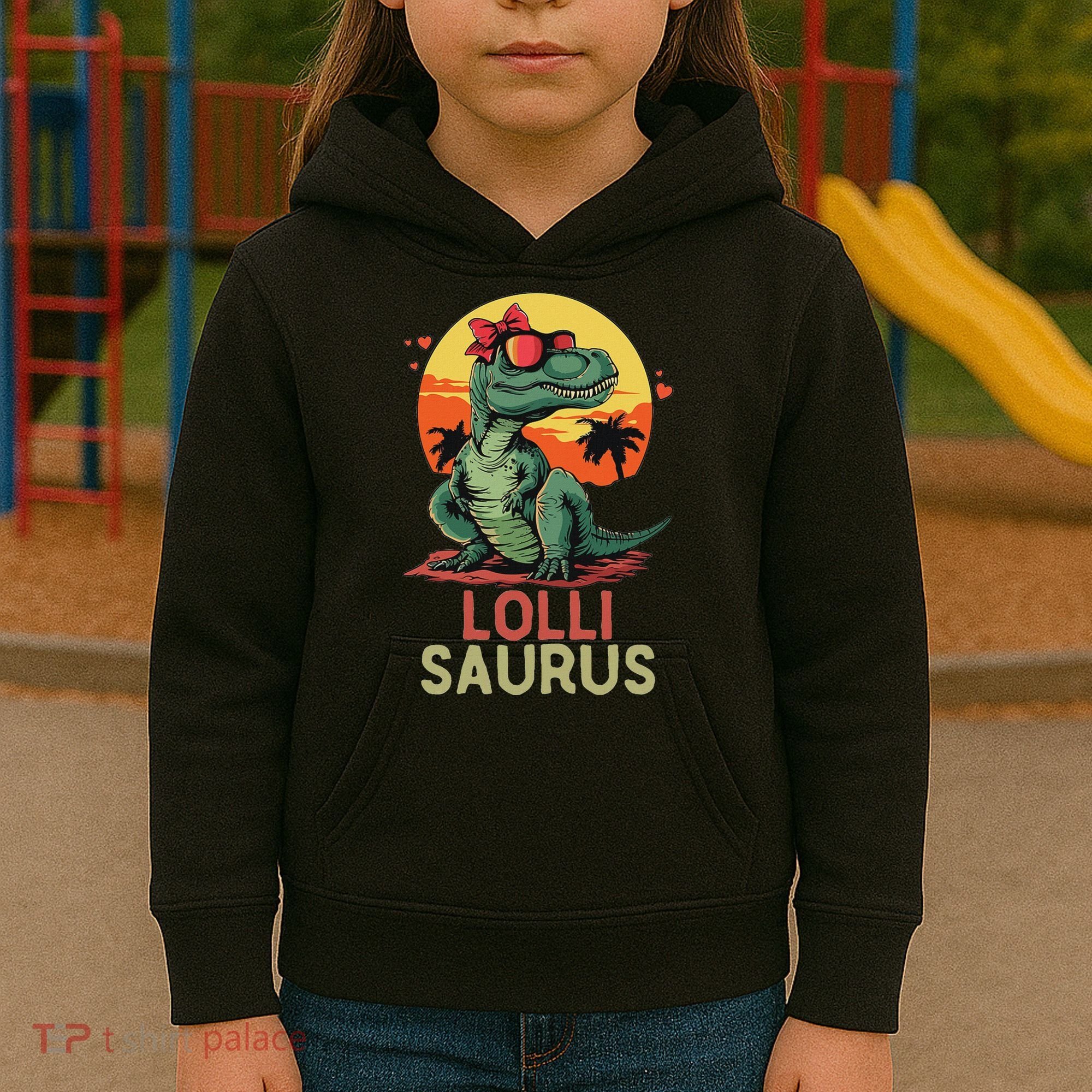 Lollisaurus Dino Dinosaur Lolli Saurus T Rex Funny Trex Kids Hoodie
