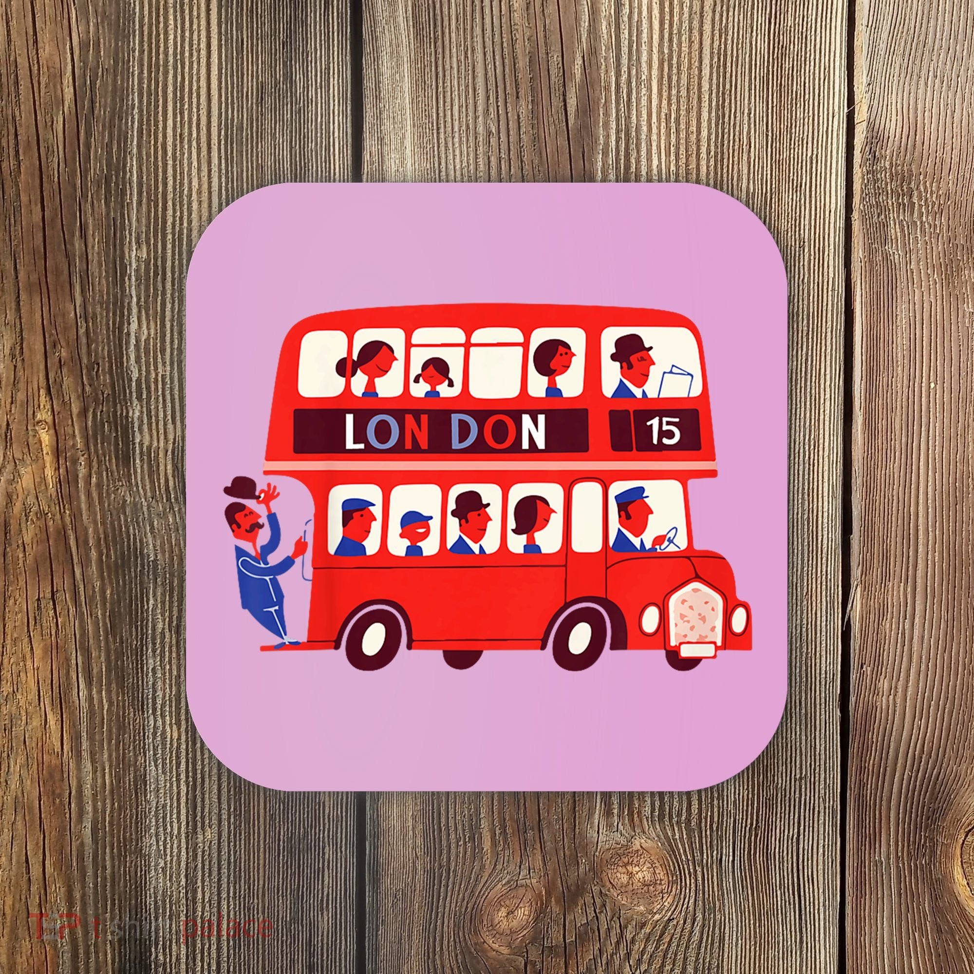 London Double Decker Bus London Red Bus British Baby Shower Coaster
