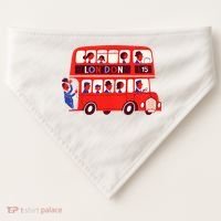 London Double Decker Bus London Red Bus British Baby Shower USA-Made Doggie Bandana thumb 0