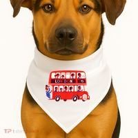 London Double Decker Bus London Red Bus British Baby Shower USA-Made Doggie Bandana thumb 1