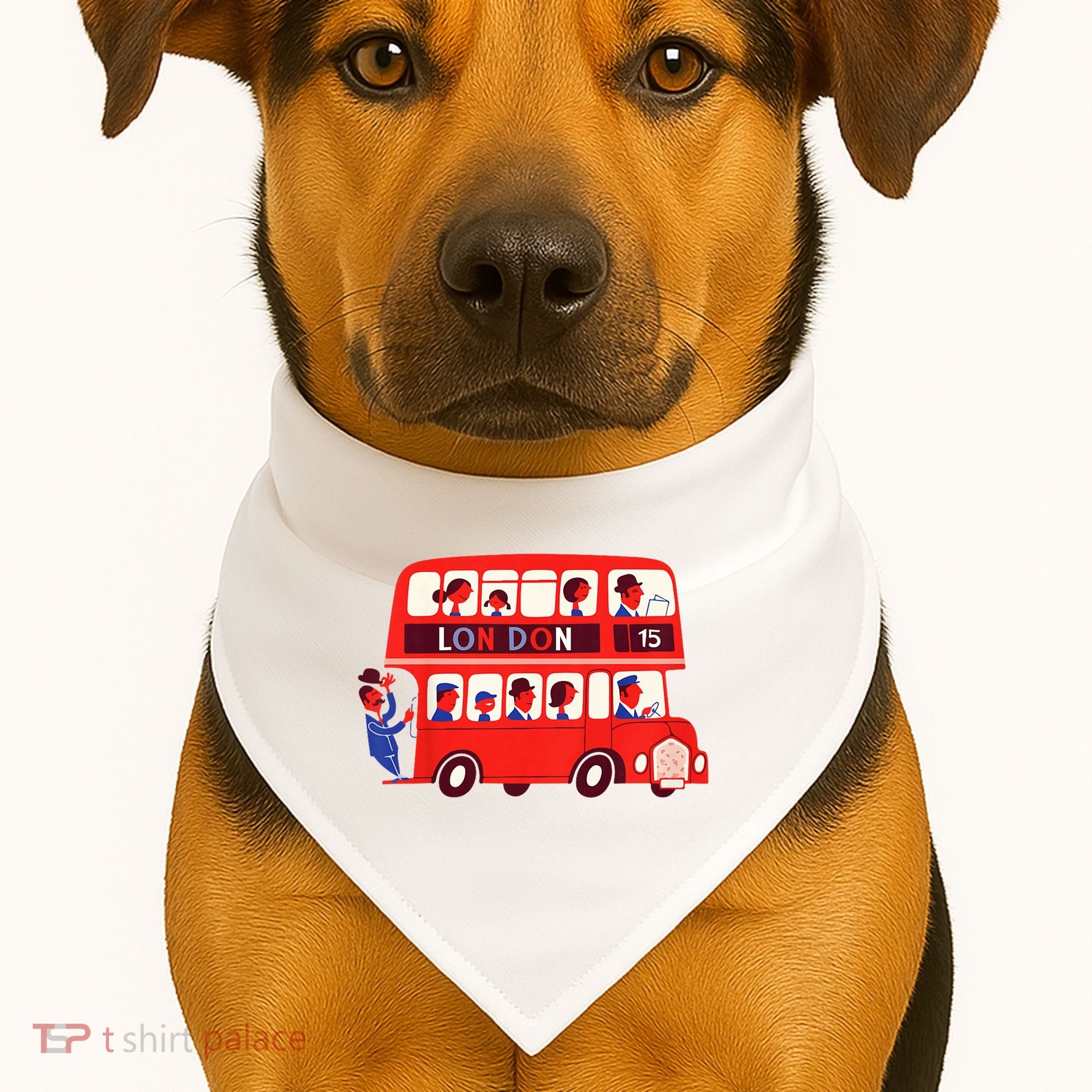 London Double Decker Bus London Red Bus British Baby Shower USA-Made Doggie Bandana