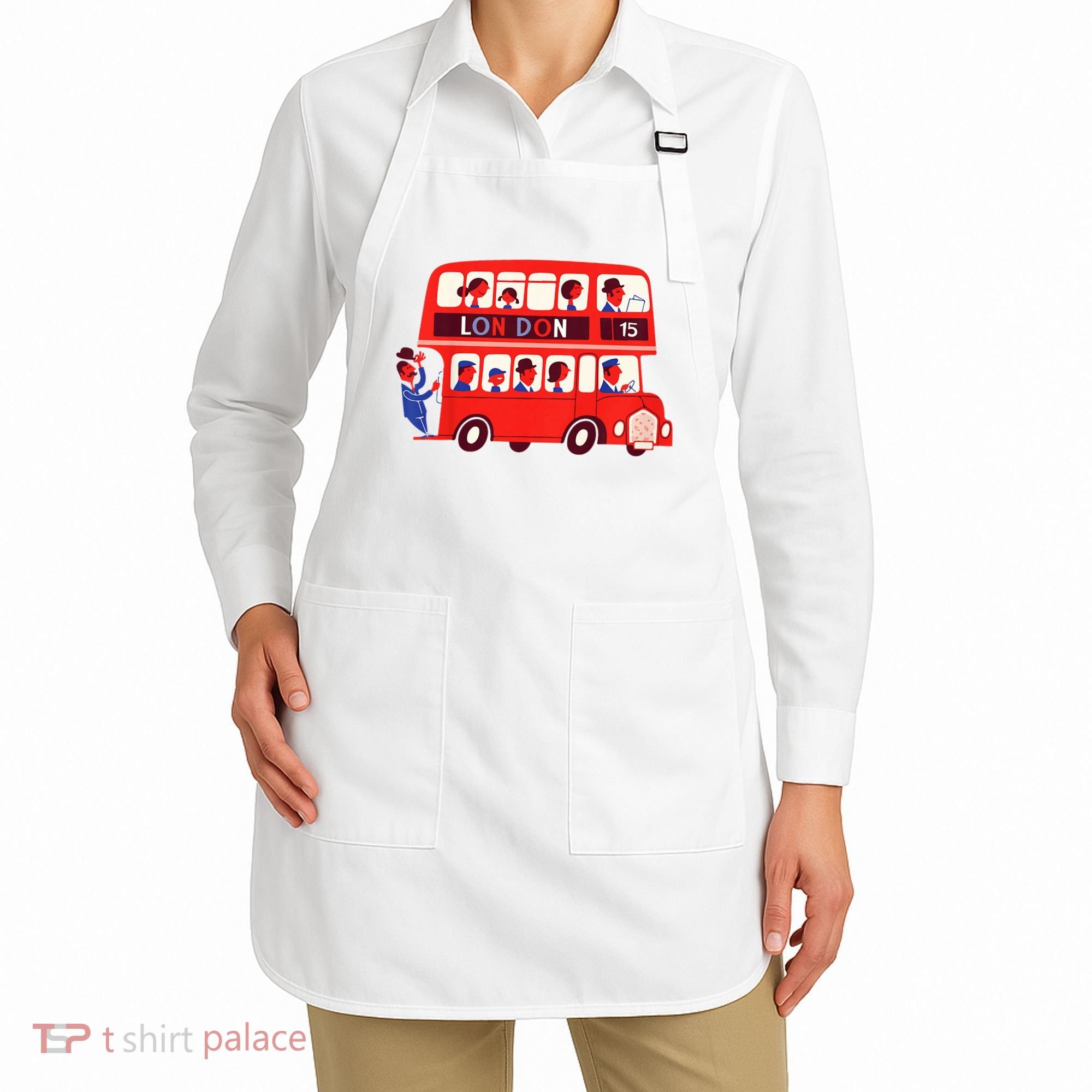 London Double Decker Bus London Red Bus British Baby Shower Apron