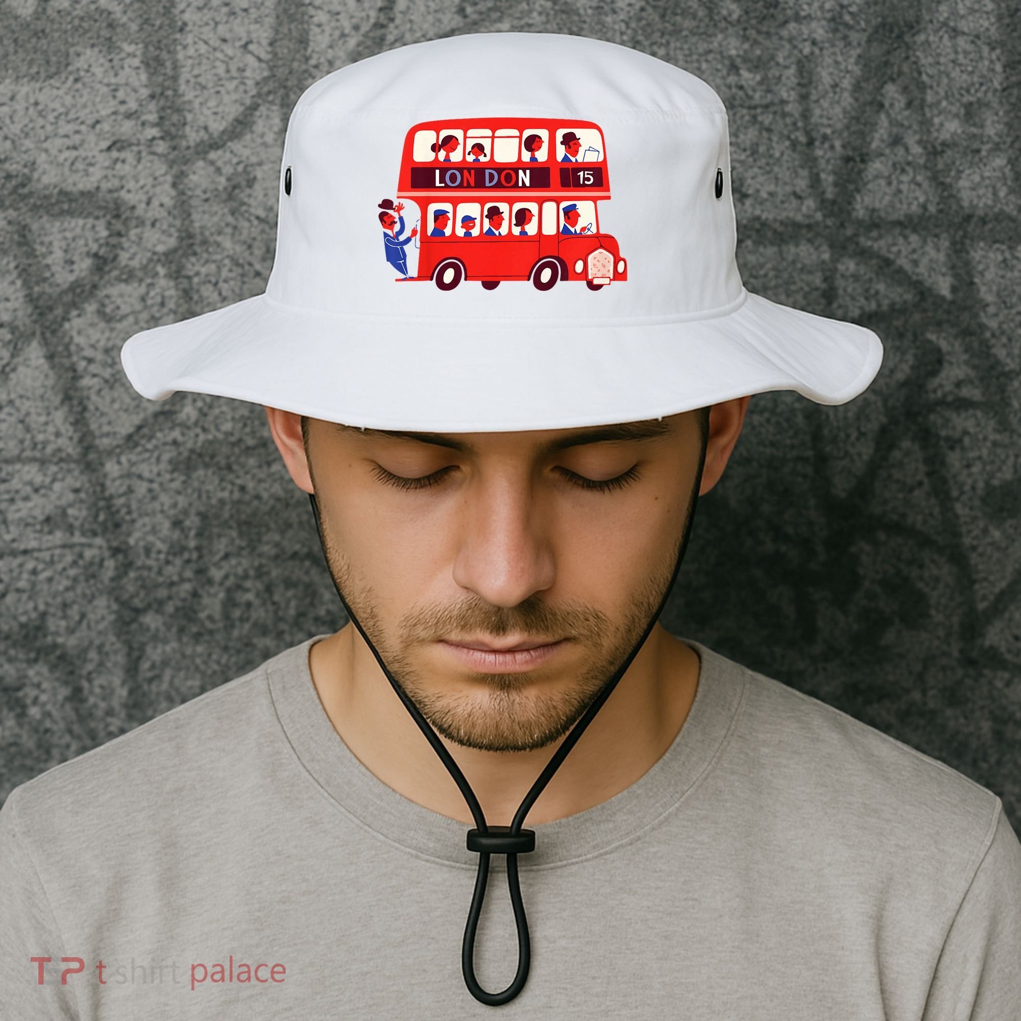 London Double Decker Bus London Red Bus British Baby Shower Bucket Hat
