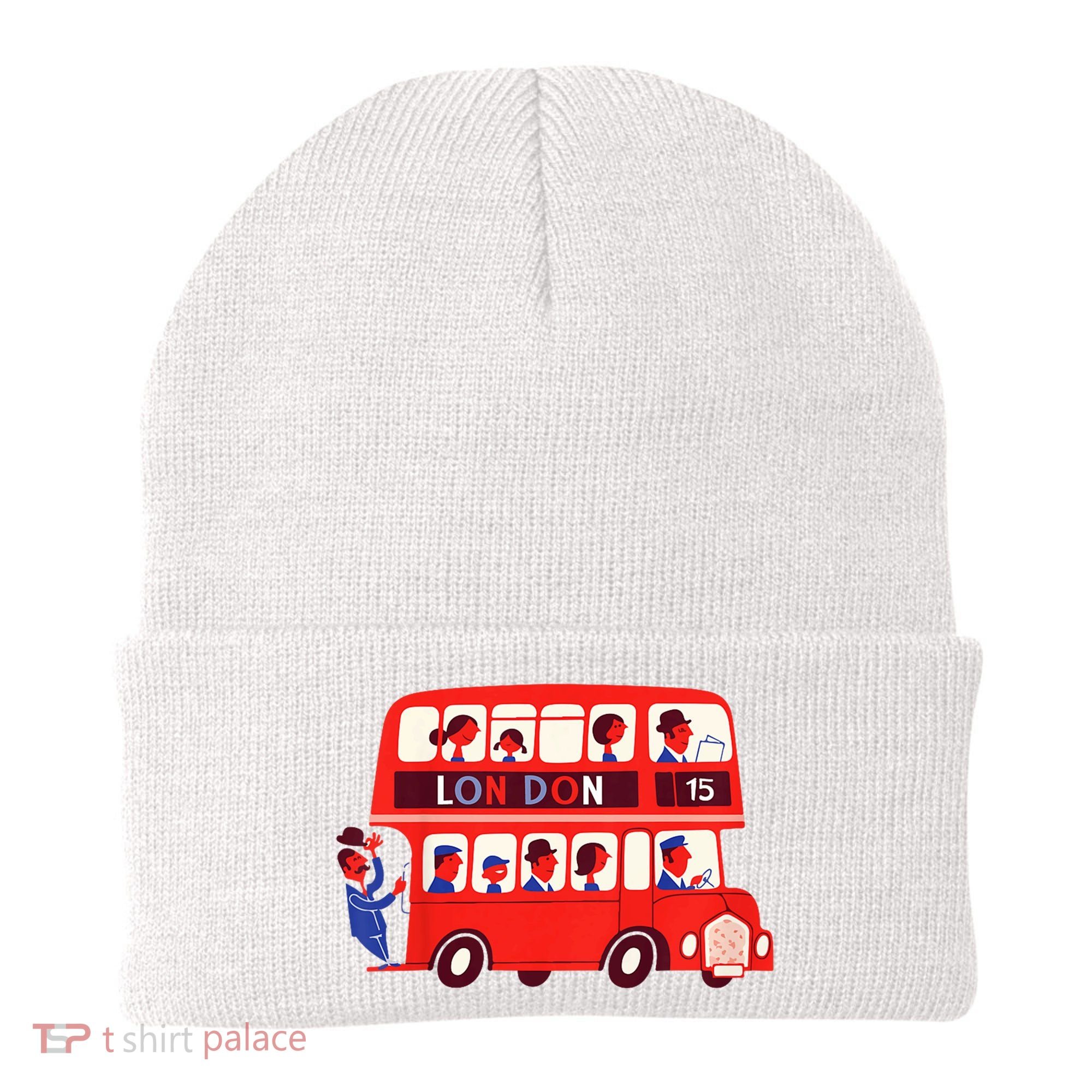 London Double Decker Bus London Red Bus British Baby Shower Beanie
