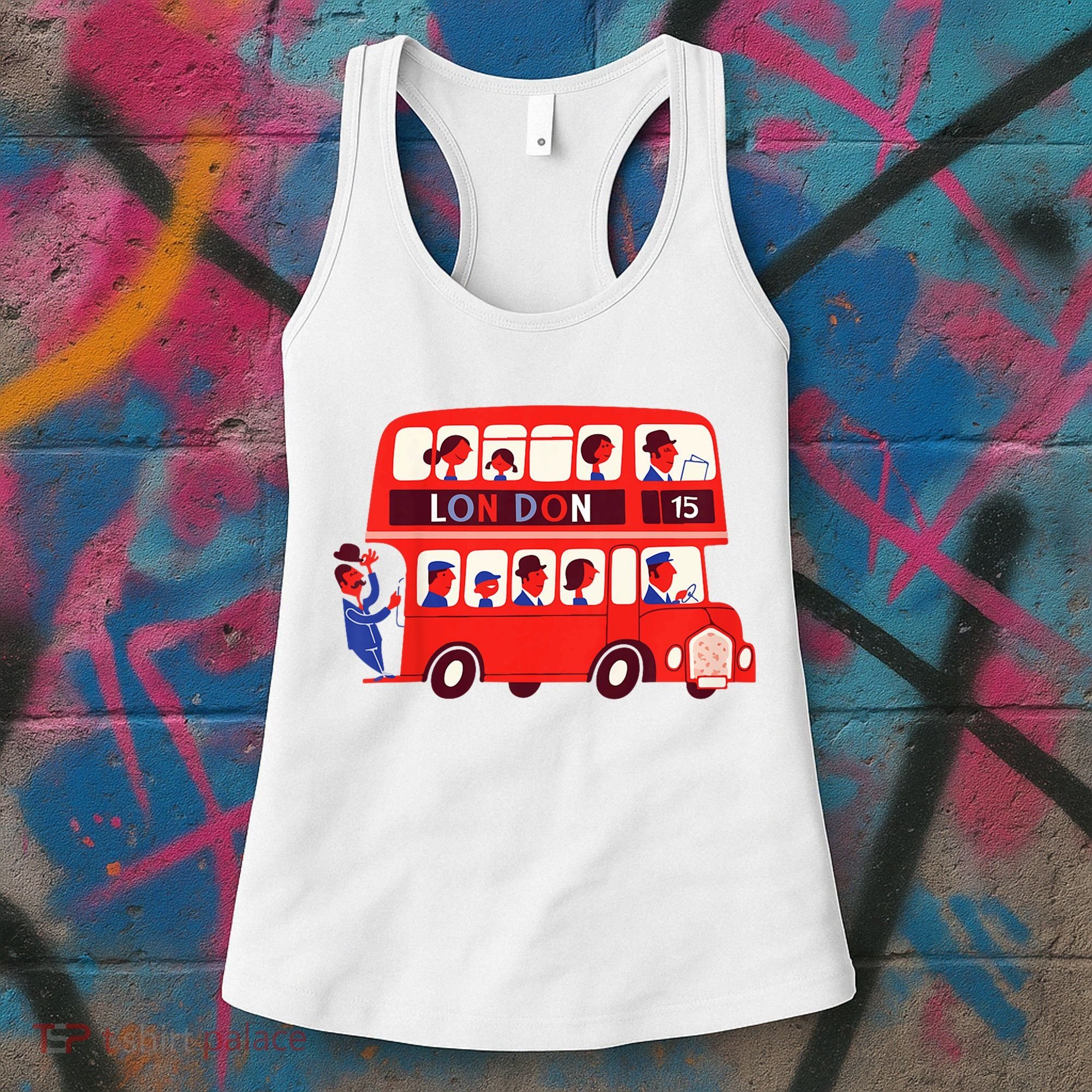 London Double Decker Bus London Red Bus British Baby Shower Women's Tank Top