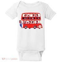 London Double Decker Bus London Red Bus British Baby Shower Baby Bodysuit thumb 0