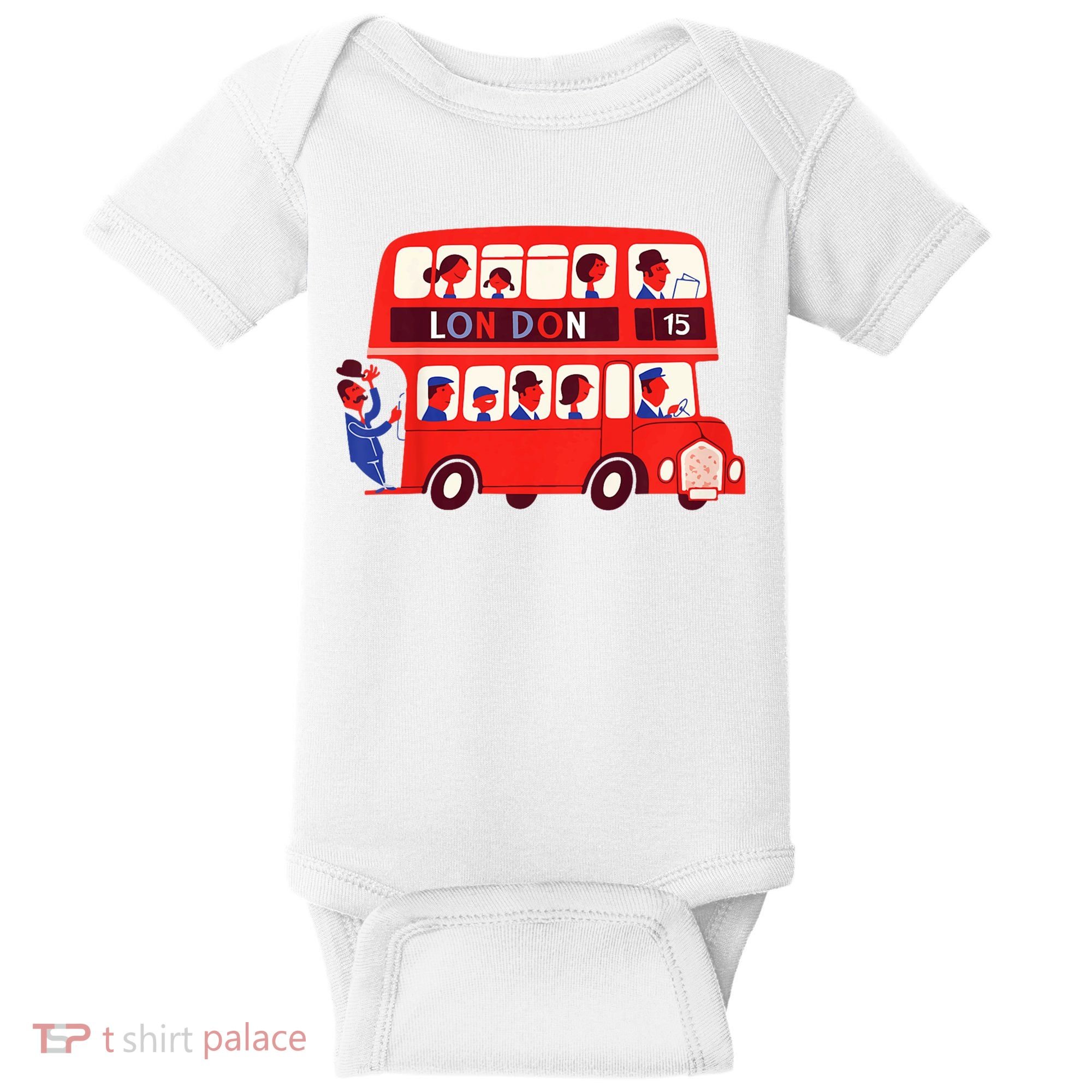 London Double Decker Bus London Red Bus British Baby Shower Baby Bodysuit