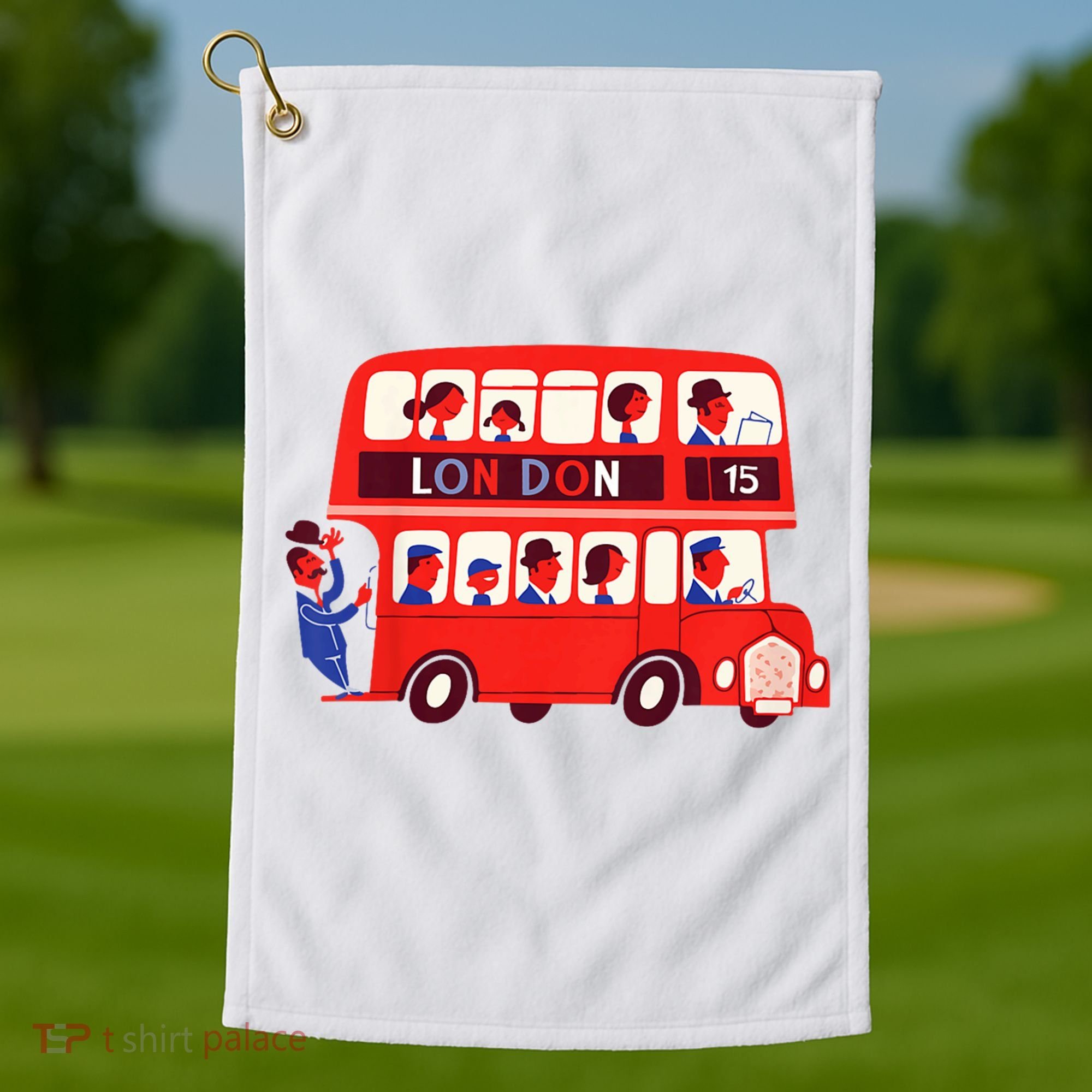 London Double Decker Bus London Red Bus British Baby Shower Golf Towel