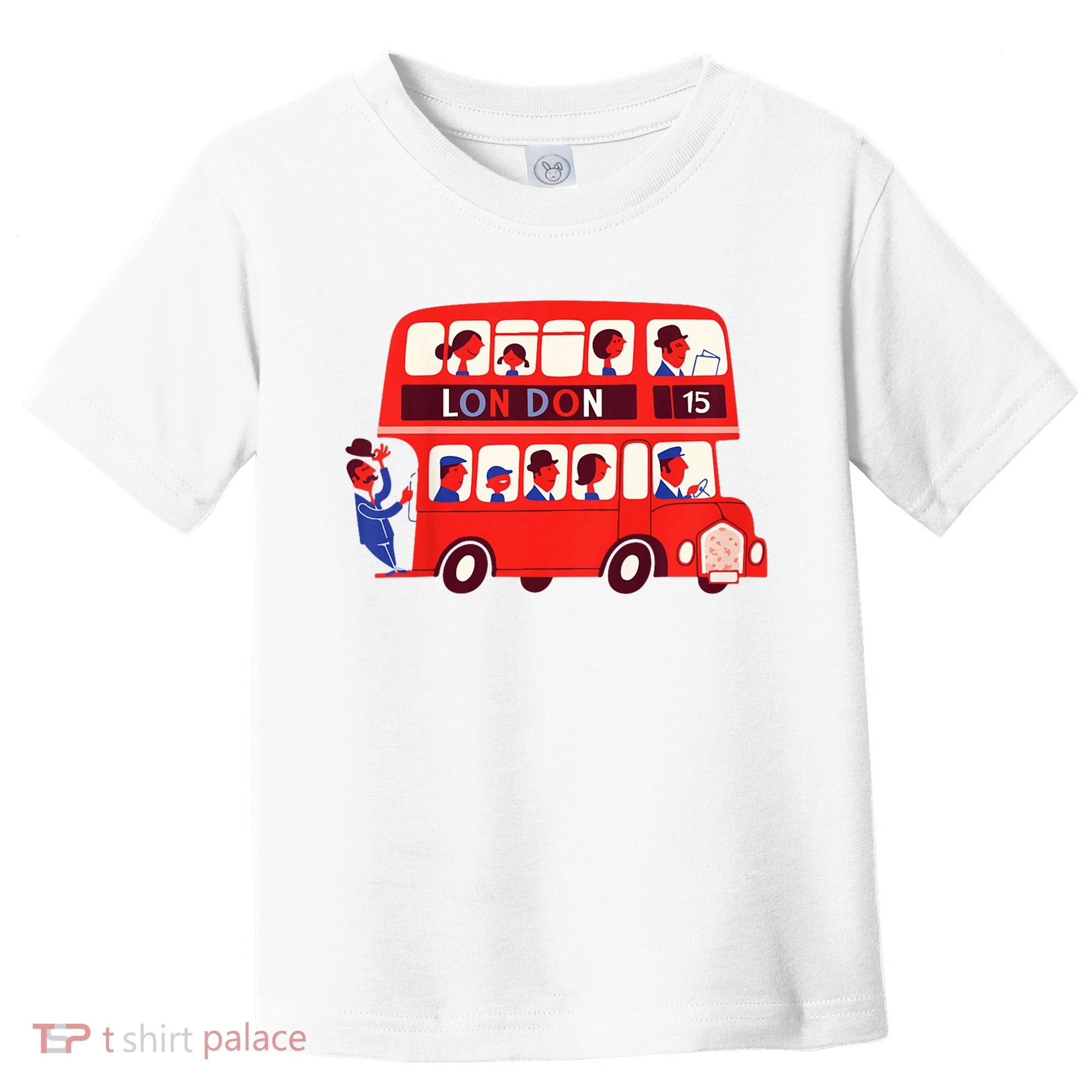 London Double Decker Bus London Red Bus British Baby Shower Toddler T-Shirt