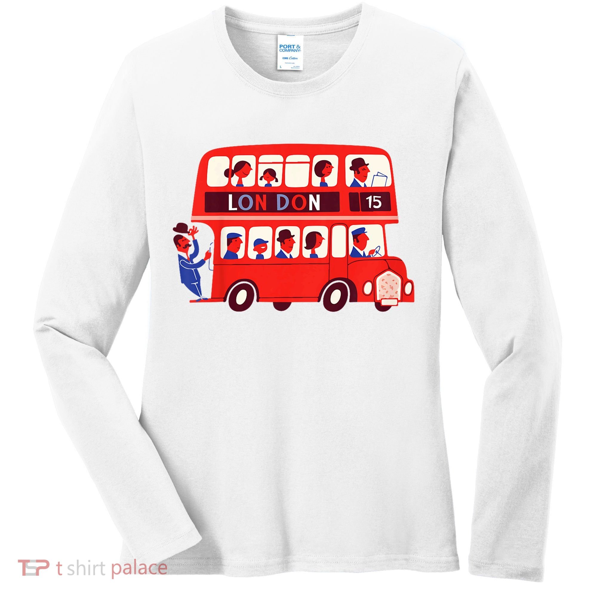 London Double Decker Bus London Red Bus British Baby Shower Women's Long Sleeve Shirt