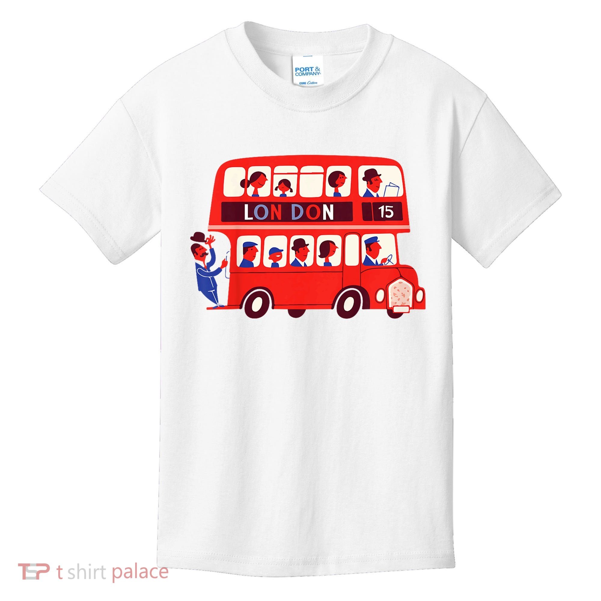 London Double Decker Bus London Red Bus British Baby Shower Kids T-Shirt