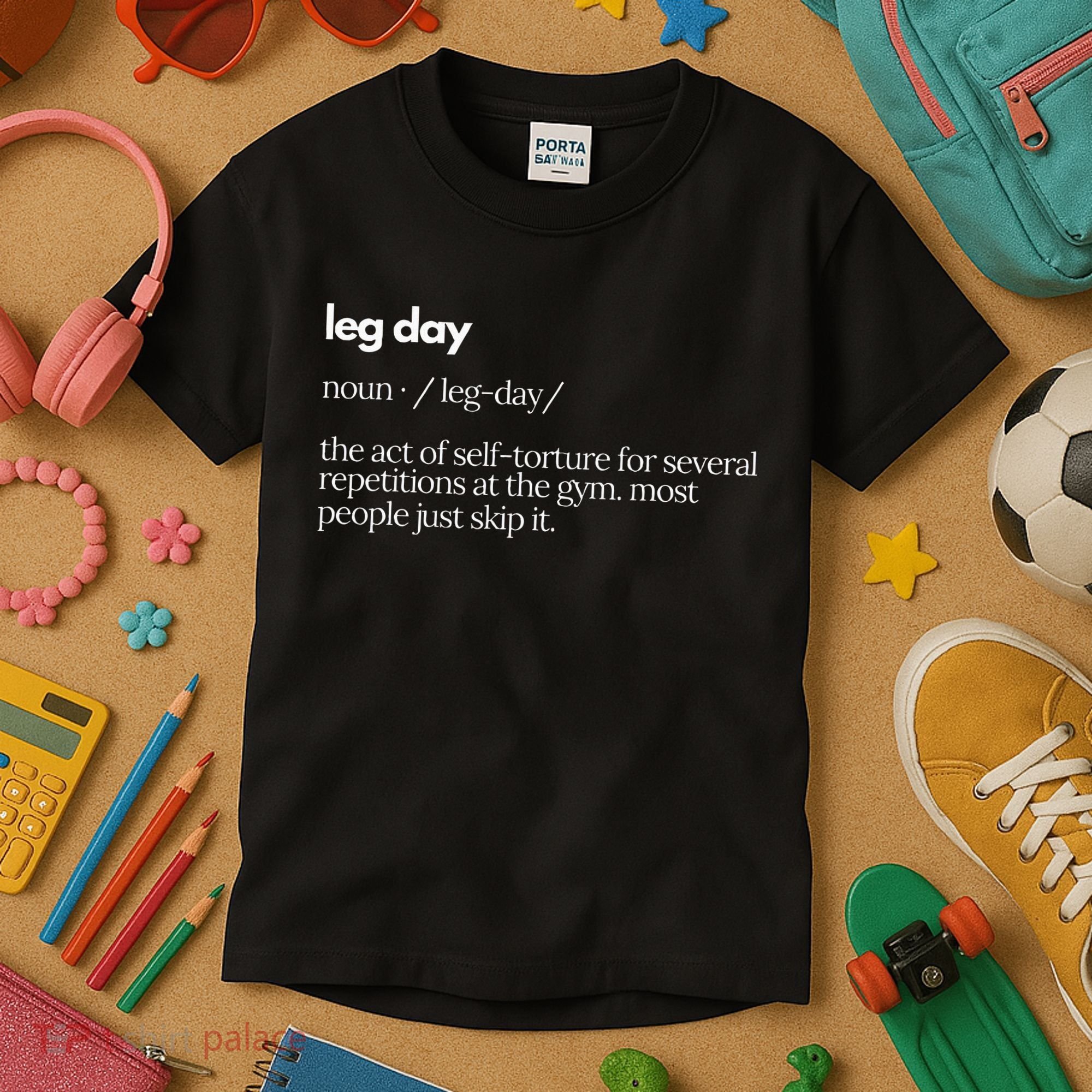 Leg Day Definition Gym Pump Cover Gym Workout  Kids T-Shirt