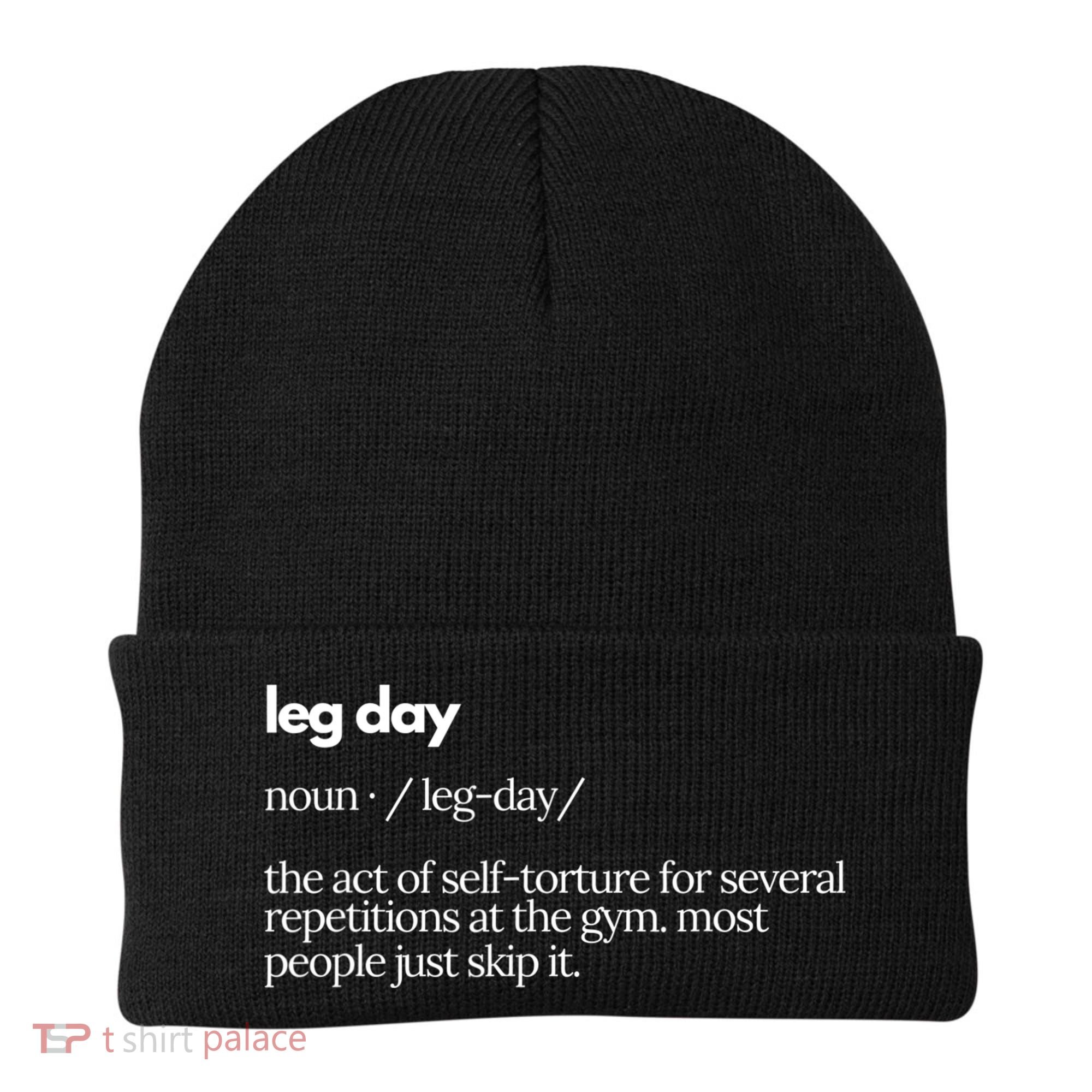 Leg Day Definition Gym Pump Cover Oversized Gym Workout Beanie