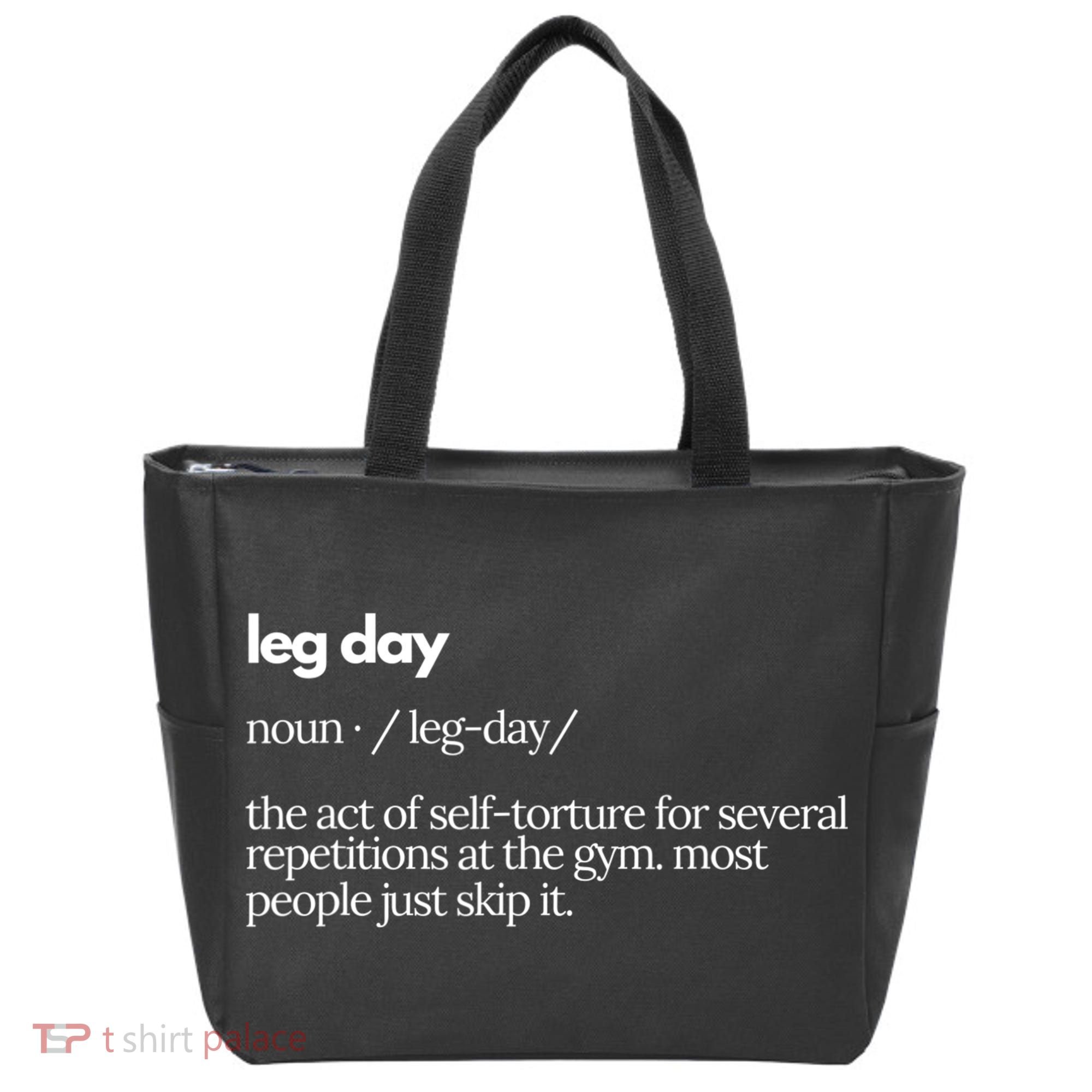 Leg Day Definition Gym Pump Cover Oversized Gym Workout Tote Bag