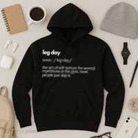 Leg Day Definition Exercise Workout Gym Pump Hoodie thumb 3