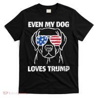 Labrador Dog Flag Sunglasses Even My Dog Loves Trump 2024 T-Shirt thumb 0