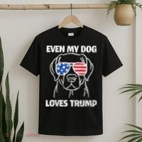 Labrador Dog Flag Sunglasses Even My Dog Loves Trump 2024 T-Shirt thumb 2