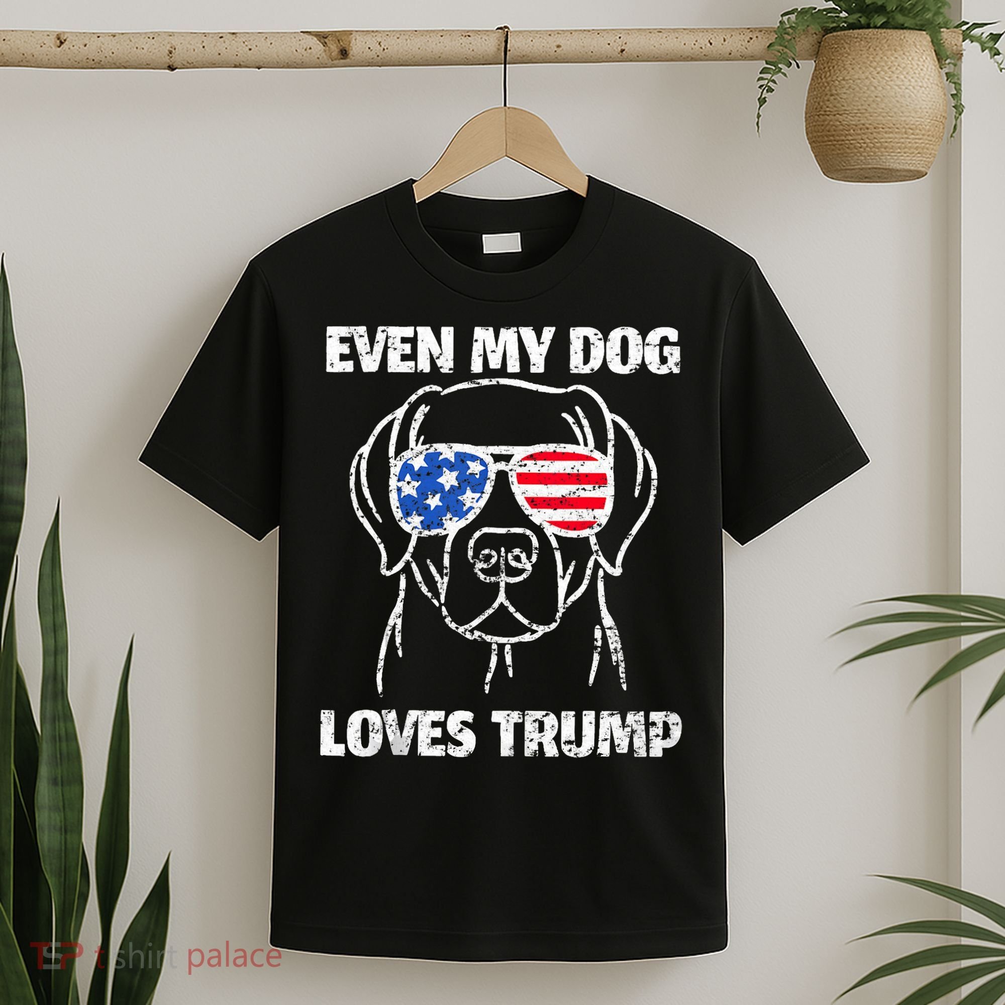 Labrador Dog Flag Sunglasses Even My Dog Loves Trump 2024 T-Shirt