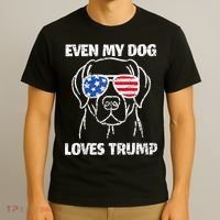 Labrador Dog Flag Sunglasses Even My Dog Loves Trump 2024 T-Shirt thumb 3