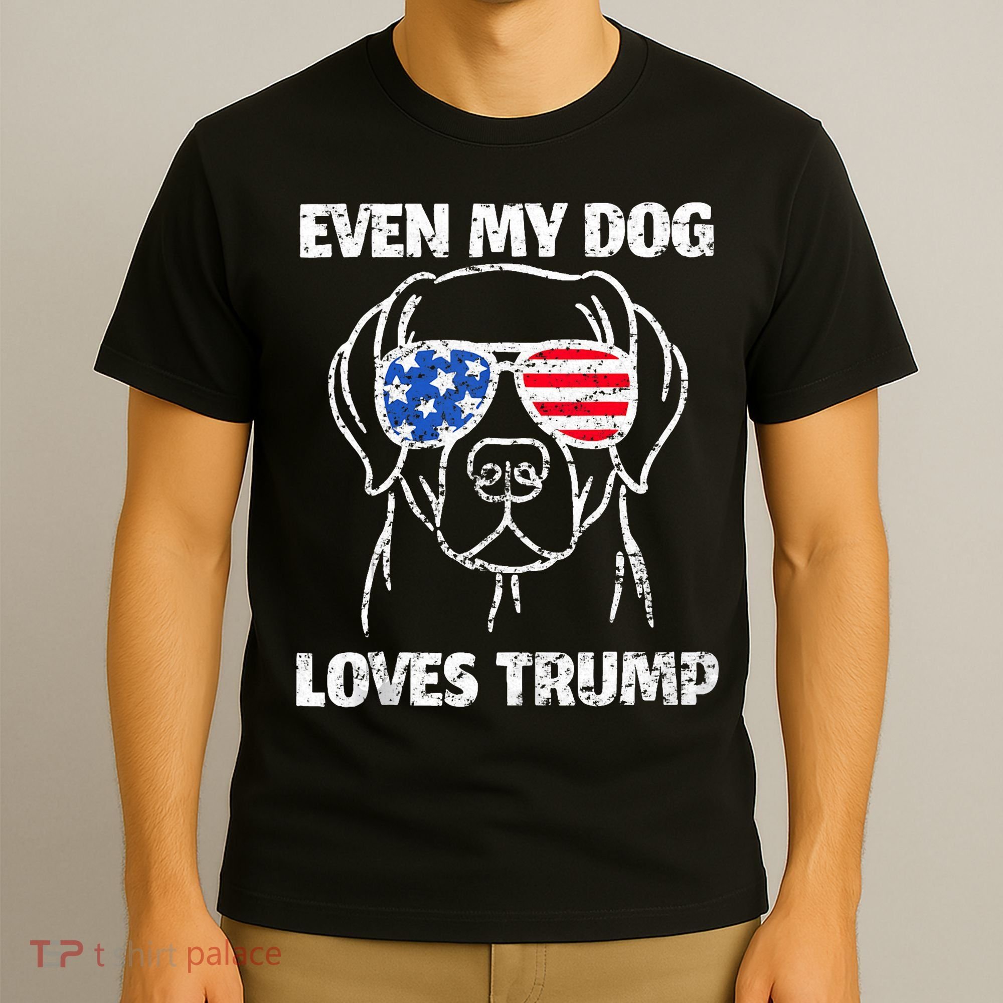 Labrador Dog Flag Sunglasses Even My Dog Loves Trump 2024 T-Shirt