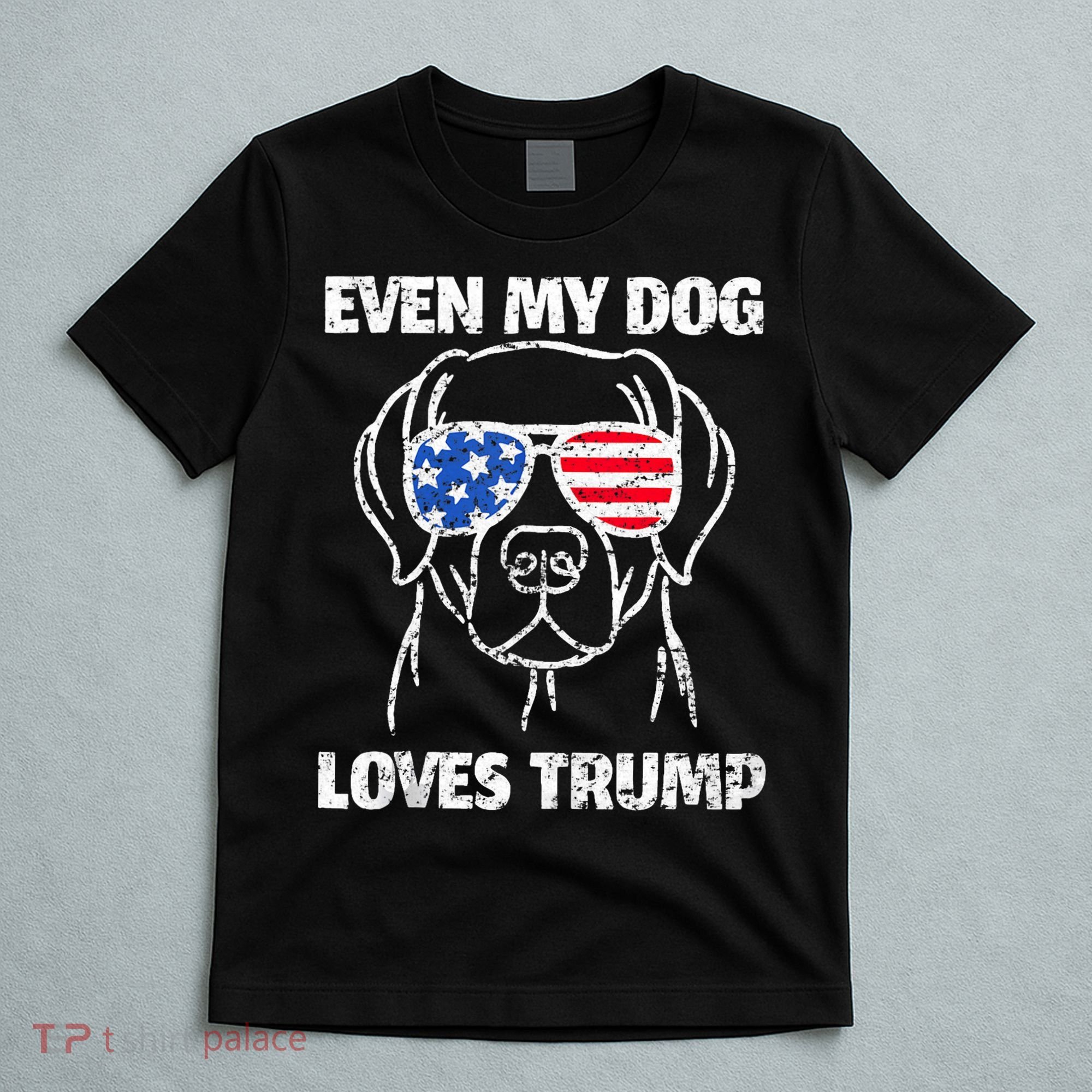 Labrador Dog Flag Sunglasses Even My Dog Loves Trump 2024 T-Shirt