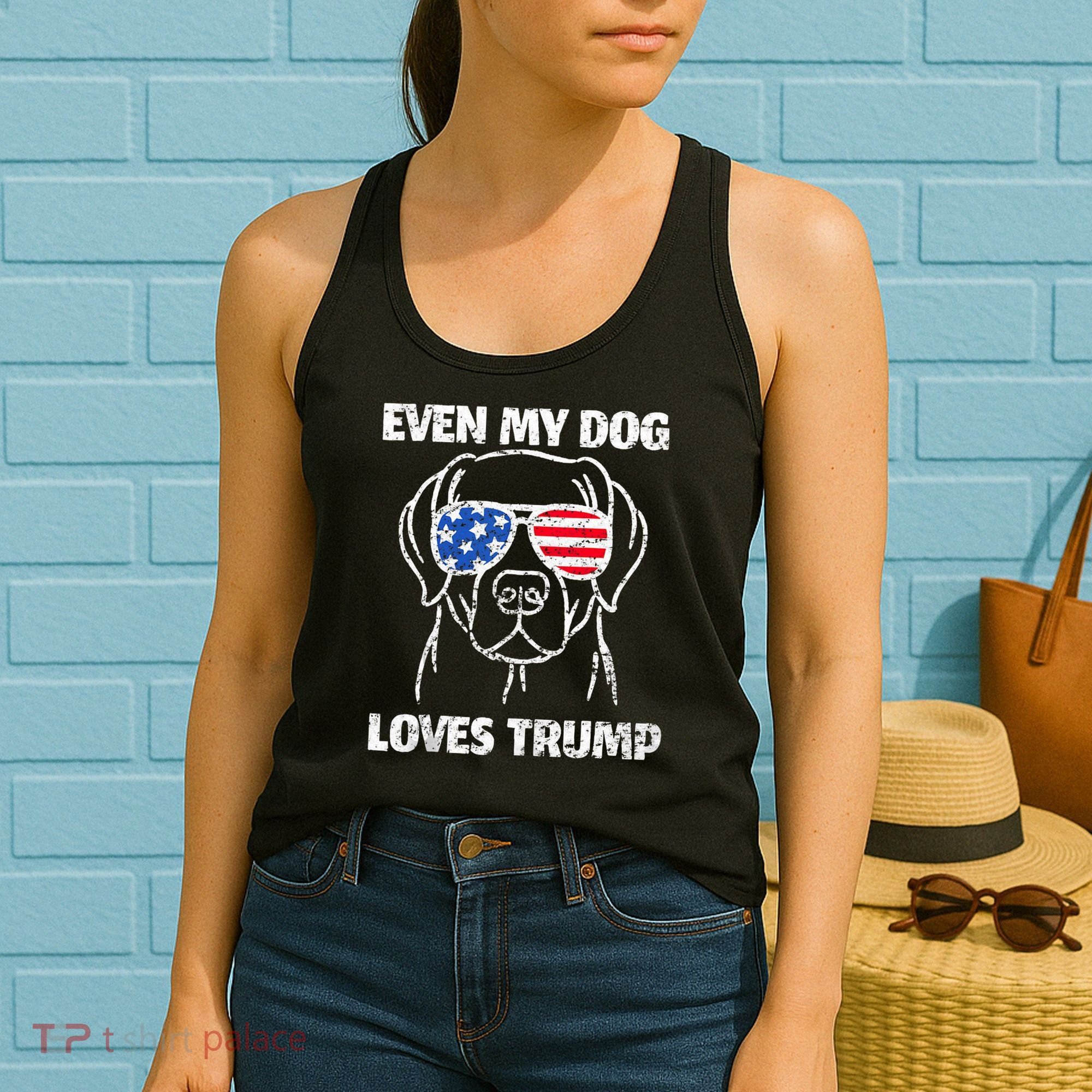 Labrador Dog Flag Sunglasses Even My Dog Loves Trump 2024 Women's Tank Top