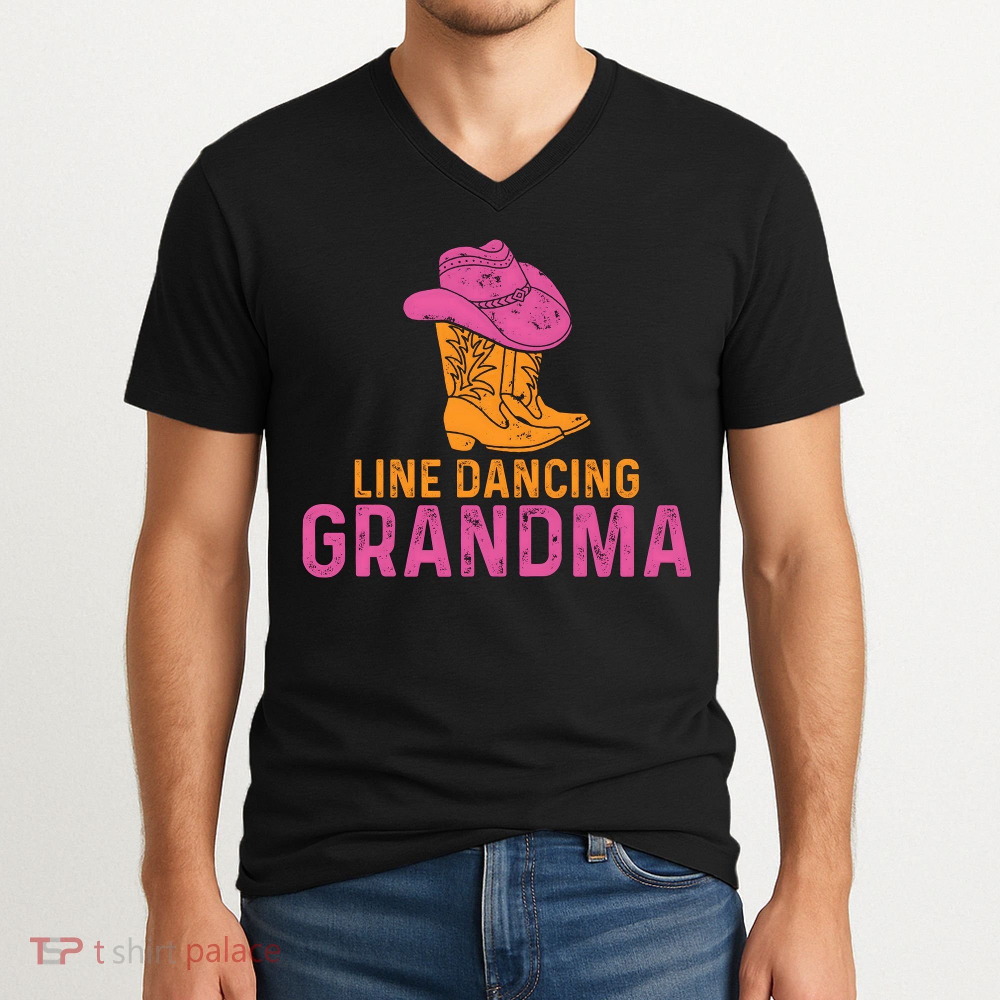 Line Dancing Grandma T V-Neck T-Shirt