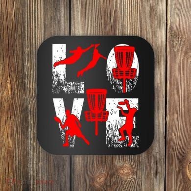 Love Disk Golf Vintage Fun Golfing Coaster