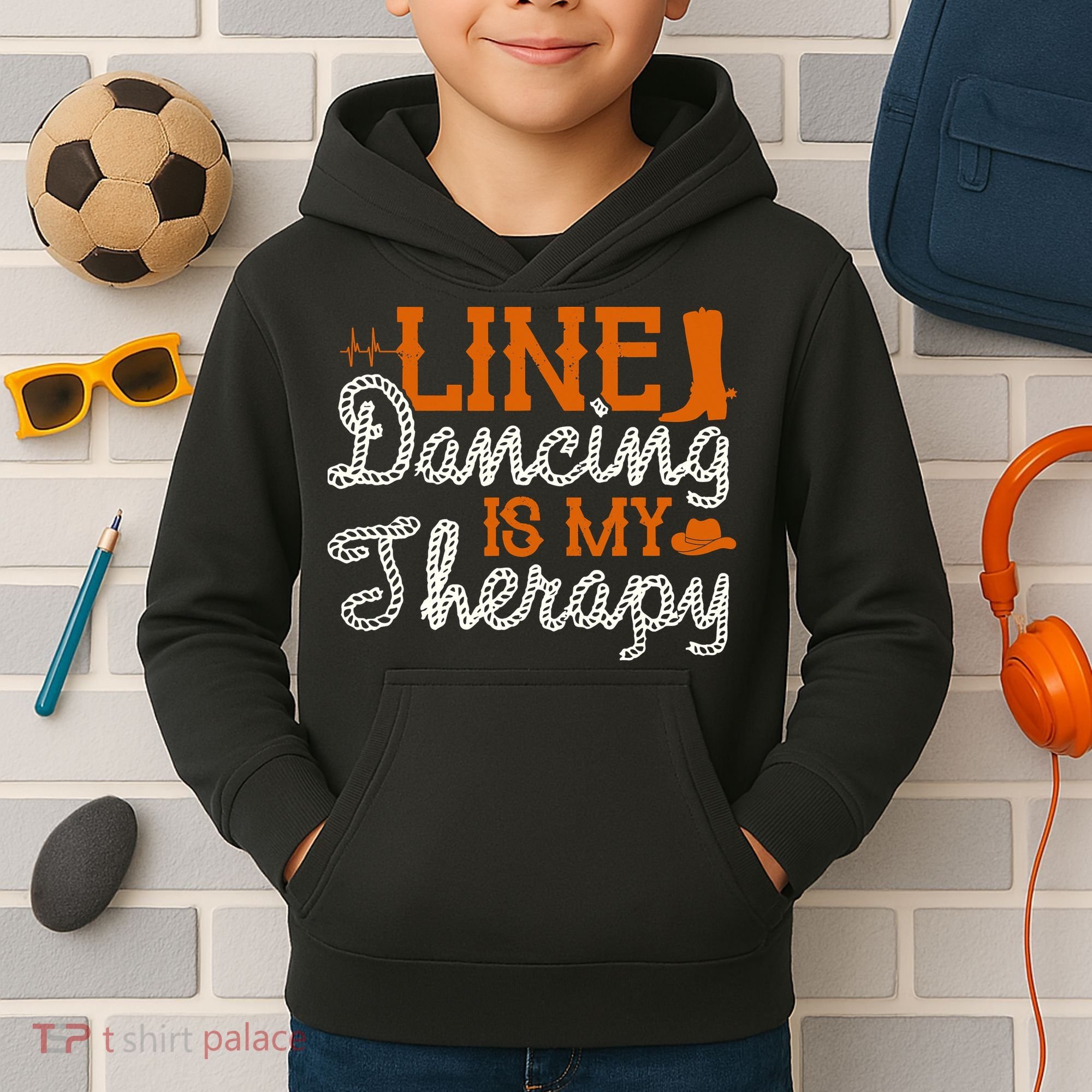 Line Dancing Is My Therapy Line Dance Kids Hoodie
