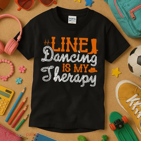 Line Dancing Is My Therapy Line Dance Kids T-Shirt