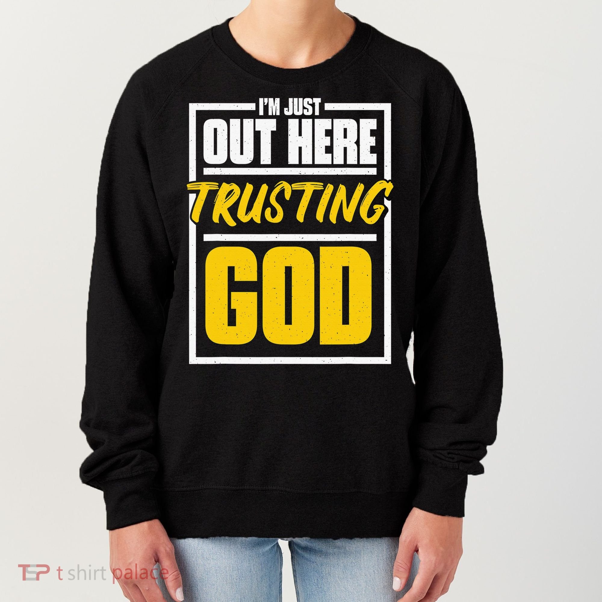 Leopard Daisy I'm Just Out Here Trusting God Christian Gift Women's Sweatshirt