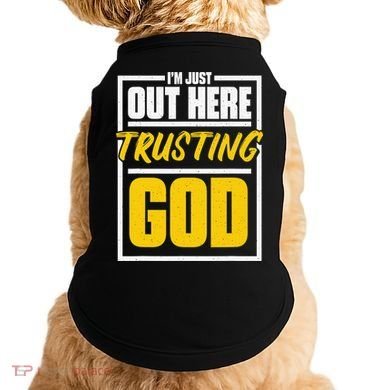 Leopard Daisy I'm Just Out Here Trusting God Christian Gift Doggie Tank